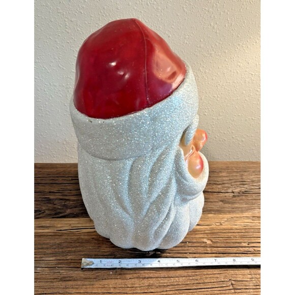 Vintage Blow Mold Christmas Santa Claus Head Glitter Used Nose Not Perfect - Picture 15 of 15